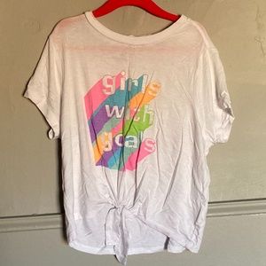 Urban Kids Girls White Graphic T-Shirt